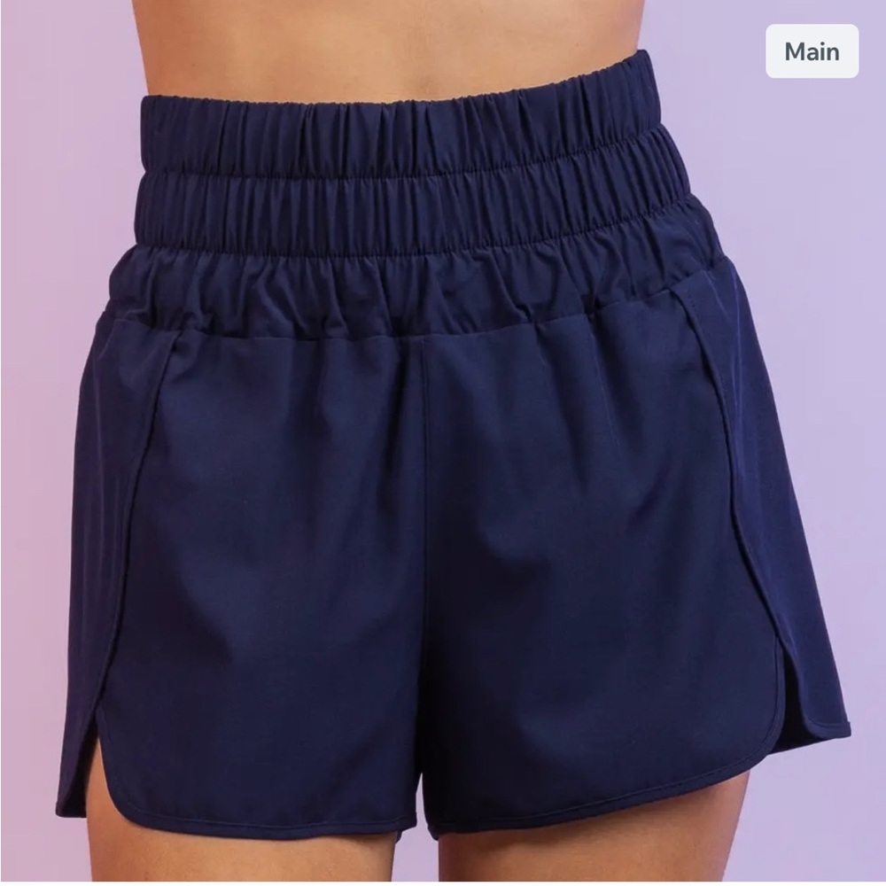 Women's Navy High Waist Elastic Shorts